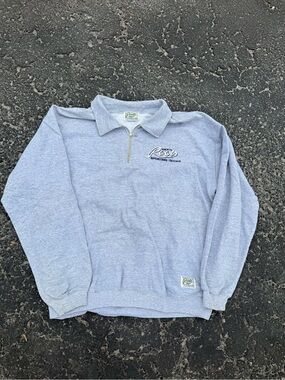 2000’s Roots Men's Light Gray Quarter-Zip Sweater